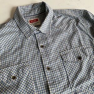 Wrangler‎ western wear plaid button uo with metal buttons mens large